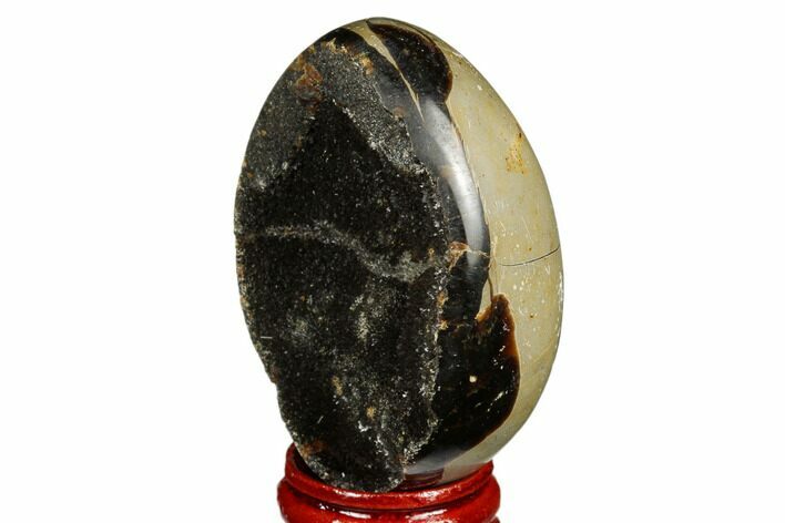Septarian Dragon Egg Geode - Black Crystals #183158